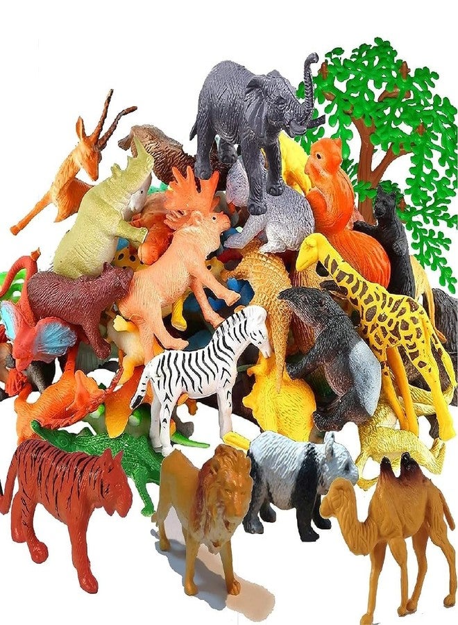 JAPSI Mini Jungle Animals Figure Toys Play Set of 31 Piece ( 24 Animal + 2 Tree + 1 Stone + 4 Fencing) | Learning Educational Animal Toy Set for Kids 3+and Toddler | Made in India | Multicolor - Image 4